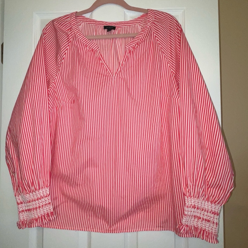 NWOT Talbots Women’s Smocked Raglan Popover - Butterfly Stripe; Size: L